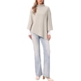 thumbnail image 2 of INSPIRE CHIC Knit Shawl for Women's Mock Neck Dolman Sleeves Casual Cape Shawl Wraps XS Camel, 2 of 4