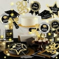 thumbnail image 2 of GuassLe 30pcs Glitter Black Gold Graduation Decorations for Class of 2025 - Black Gold Double Sided Graduation Table Centerpieces Sticks with LED String Lights for College School Grad Party Decor, 2 of 9