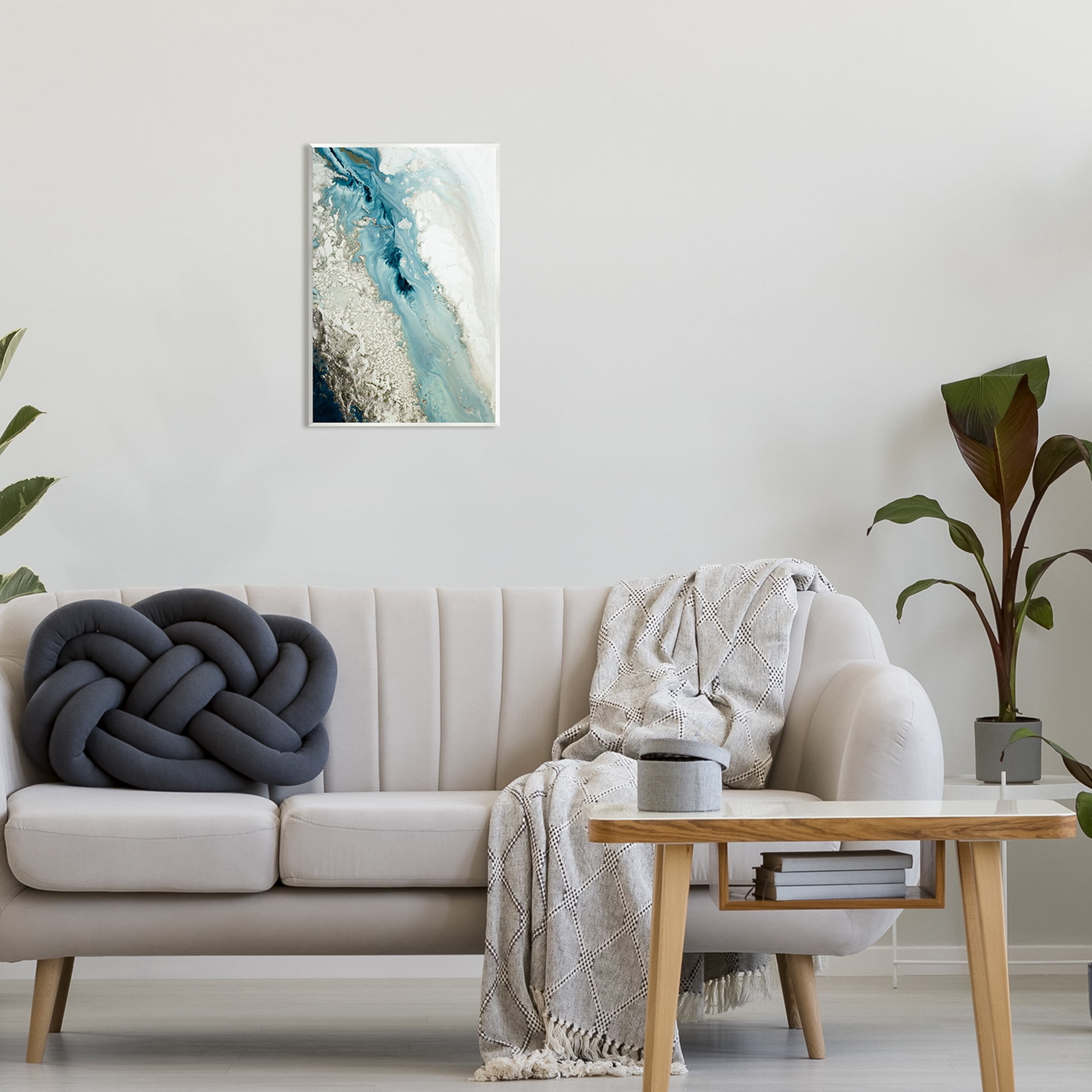 Stupell Industries Glam Blue Geode Abstract Painting Unframed Art Print Wall Art, 13 x 19