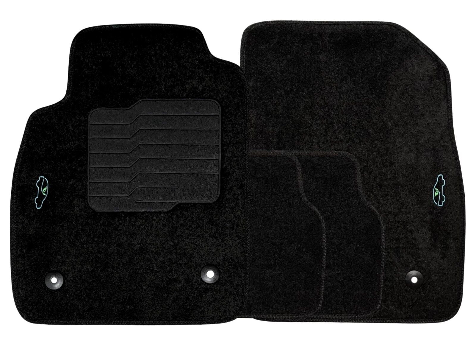 Carpet Floor Mats Custom Fit for 2011 to 2016 Chevrolet Cruze with Heel Pad and Safety Locks, Front and Rear, Black