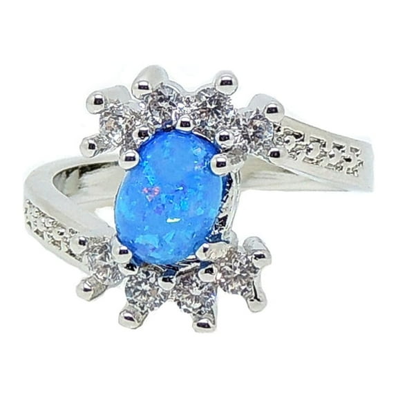 Montana Statement Ring Oval Shape Blue Fire Opal Cz Women Ginger Lyne Collection