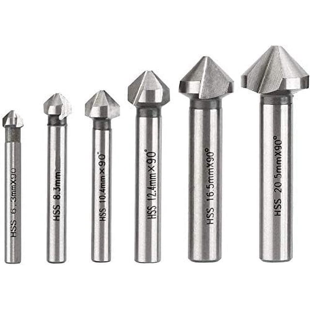 6 piezas de brocas avellanadoras para avellanar, brocas avellanadoras para metal, acero de alta velocidad HSS, 6,3/8,3/10,4/12,4/16,5/20,5 mm