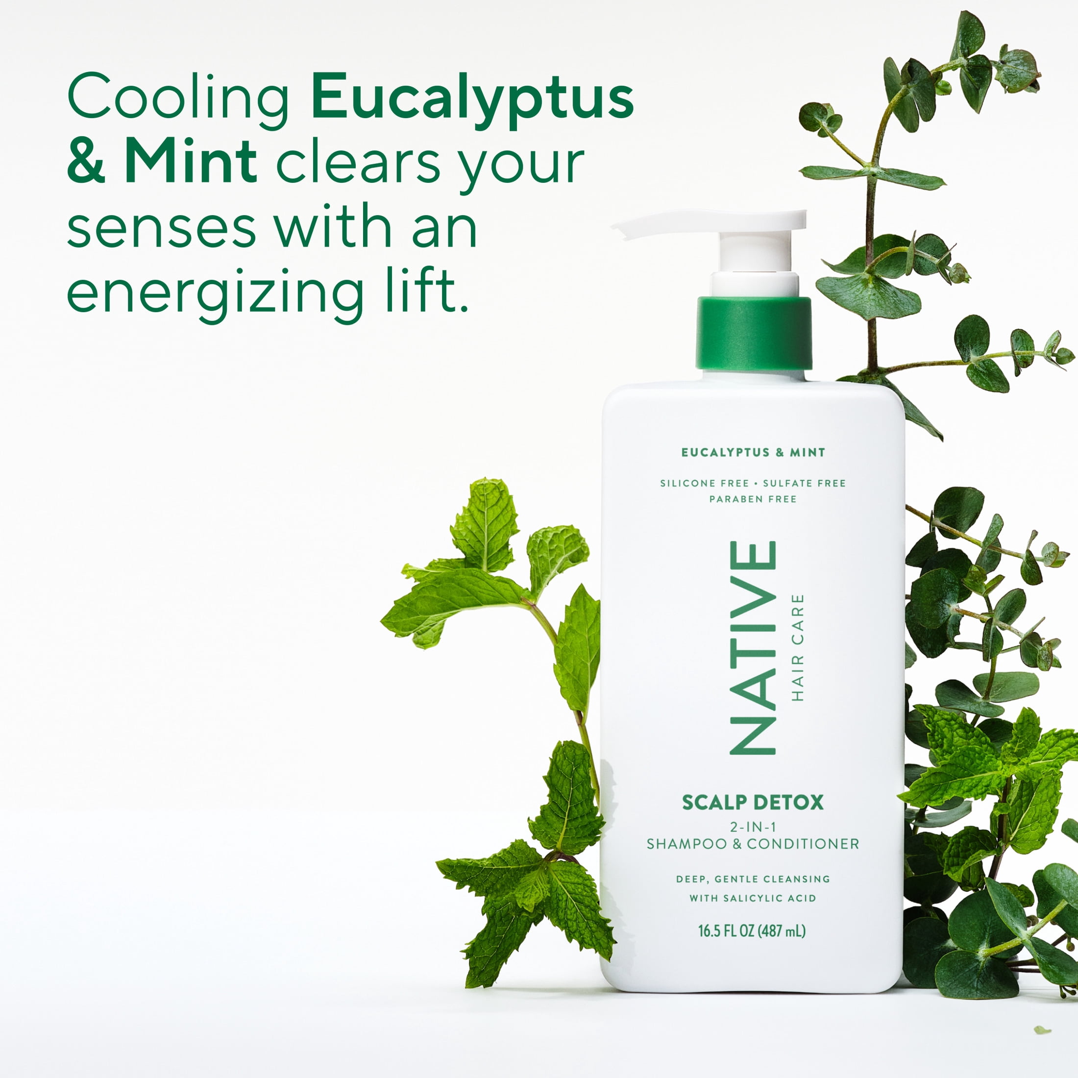 6 pack) Native Scalp Detox Eucalyptus and Mint 2 in 1 Shampoo and