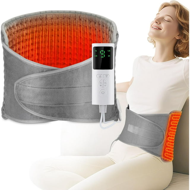 Electric Waist Heating Pad for Men and Women Back Pain Relief, Heated Lower Back Wrap Pad for Period Cramps, Machine Washable Heated Waist Belt with 9 Heat Levels and 4 Time Settings, Gift for Mom Dad