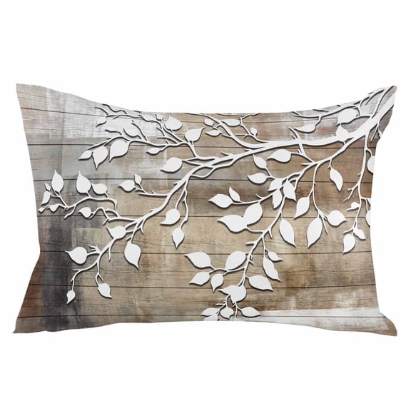 White Branches Throw Pillow Cover 20 x 36 Inch Decorative Pillow Cover Brown Beige Wooden Grain Lumbar Pillowcase Seasonal Rectangle Cushion Case for Couch Sofa Bed Living Room