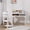 White, variant on EastVita Kids Study Desk and Chair Set Compact Wooden Study Table with Adjustable Chair 2 Open Drawers Hutch Corkboard and Pen Holders for Homework and Art