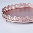 thumbnail image 4 of BalsaCircle 12" Rose Gold Acrylic Wooden Textured Round Serving Tray Embossed Rim, 4 of 8