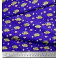 thumbnail image 2 of Soimoi Blue Velvet Fabric Fish & Shells Ocean Printed Fabric 1 Yard 58 Inch Wide, 2 of 3