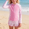 thumbnail image 4 of SGMVNU Girls 2 Piece Swimsuits Rash Guard Long Sleeve Swim Top with Shorts Girl Swim Top Size 12 Cute Floral Bathing Suit(Size 9-10 Years,t1-Pink), 4 of 5