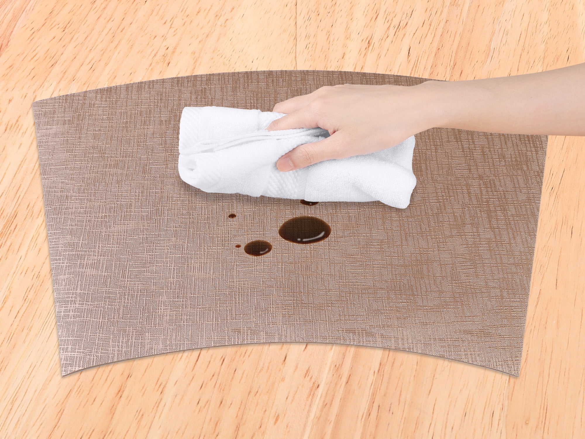 Unique Bargains 6 Pack Place Mats Faux Leather Placemat for Dining Table Champagne 20x12in