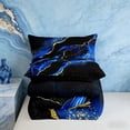 thumbnail image 5 of Manfei Black Gold Blue Bedding Sets Twin with Comforter, Watercolor Marble Duvet Insert, Abstract Stone Pattern Comforter Sets Twin Size, Ultra Soft Bedroom Decoration, 2pcs Reversible, 5 of 7