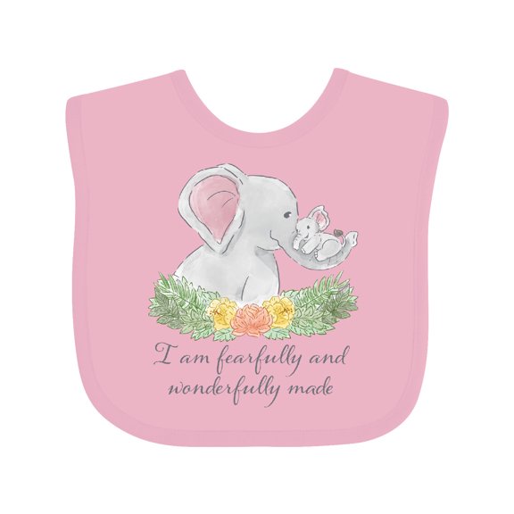 Inktastic I Am Fearfully and Wonderfully Made Cute Elephants Boys or Girls Baby Bib