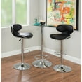 thumbnail image 2 of Powell Rounded Back Bar Stool, 24"-32" Adjustable Height, Chrome with Black Faux Leather, Includes 1 Stool, 2 of 21