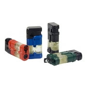 4 PACK Triple Solid &Clear Color Torch Lighter Adjustable Flame With Cigar Puncher Kitchen Gift Lighters for Men Woman Christmas