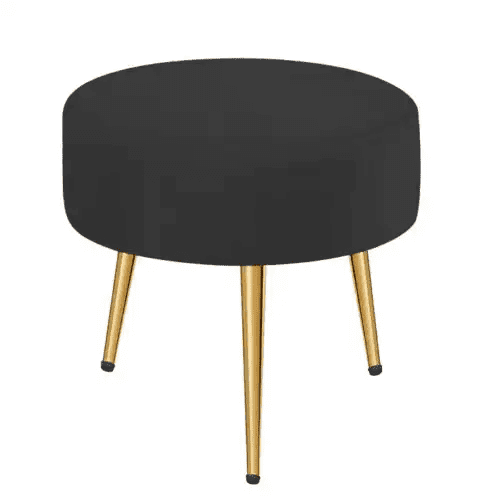 Magshion Backless Round Velvet Vanity Chair, Makeup Stool with Gold Leg