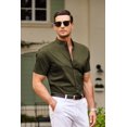 thumbnail image 3 of COOFANDY Men's Short Sleeve Button Down Shirt Muscle Fit Mandarin Collar Shirts Business Casual Outfits, 3 of 6