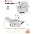 thumbnail image 2 of LAZZO Nursery Recliner Chair, Power 320° Swivel Chair with Cup Holder, Adjustable Armrest, Footrest, Oyster‑White, 2 of 8