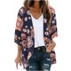 thumbnail image 2 of ICHUANYI ClearanceWomen's Floral Print Puff Sleeve Kimono Cardigan Loose Chiffon Cover Up Casual Blouse Tops(Navy, S) ICHUANYI WER20232080506725, 2 of 5