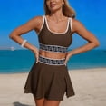 thumbnail image 5 of GEWSEY Womens High Waisted Bikini Sets Two Piece Tummy Control Swim Skirt Color Block Skirted Swimsuit 2026 (Coffee, S), 5 of 7