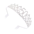thumbnail image 4 of MasteelfCA 1PC Rhinestone Crown with Alloy Insertion Hair Comb Decorative Crown Hair for 50th Birthday (Silver), 4 of 7