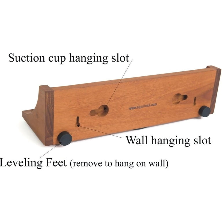 AquaTeak Original Moa Straight Teak Shower Shelf - Wall Or Glass Mount