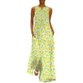 thumbnail image 1 of Robe Citron Aquarelle Été Rayures Bleues et Blanches Mode Coréenne Bohemia Longues Robes Design Moderne Maxi Grande Taille, 1 of 5