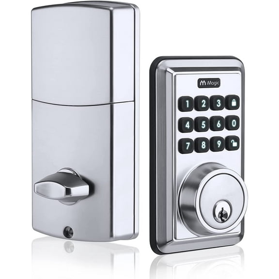 iMagic Keypad Deadbolt, Keyless Entry Deadbolt Lock, Electronic Keypad Door Lock, Auto Lock, 50 User Codes, Easy to Install (Satin Nickel)