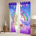 thumbnail image 3 of Unicorn Curtains Kawaii Blackout Curtains & Drapes,Cute Cartoon Horse Princess Window Curtains Purple Blue Galaxy Window Treatments Rainbow Unicorn Room Decor, 3 of 6
