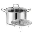 thumbnail image 4 of Premium Stainless Steel European-Style Stock Pot with Steamer Rack – 28cm, 7.5L Large Capacity, Thickened Flat Base for Even Heating, Coating-Free Healthy Cooking, Double Handles, Ideal for Home &, 4 of 6