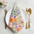 thumbnail image 2 of Pink Orange Flowers Cloth Napkins, Spring Floral Farmhouse Botanical Rustic Washable and Reusable Dinner Napkins Set of 4, Table Napkin for Kitchen Party Birthday Wedding Hotel Housewarming 20"x20", 2 of 9