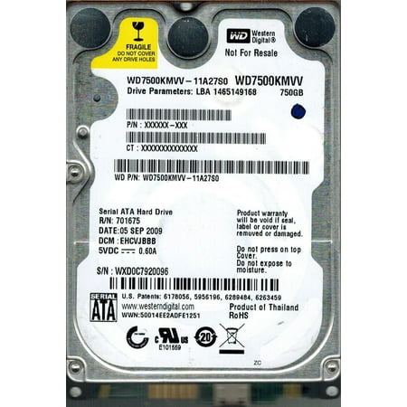 Western Digital WD7500KMVV-11A27S0 750GB DCM: EHCVJBBB