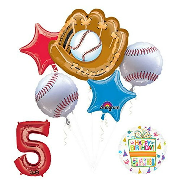 Baseball 5th Birthday Party Supplies and Balloon Bouquet Decorations