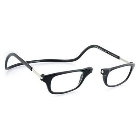CliC Original +2.00 Reading Glasses Black Frame Clear Lenses Size 50-16-190