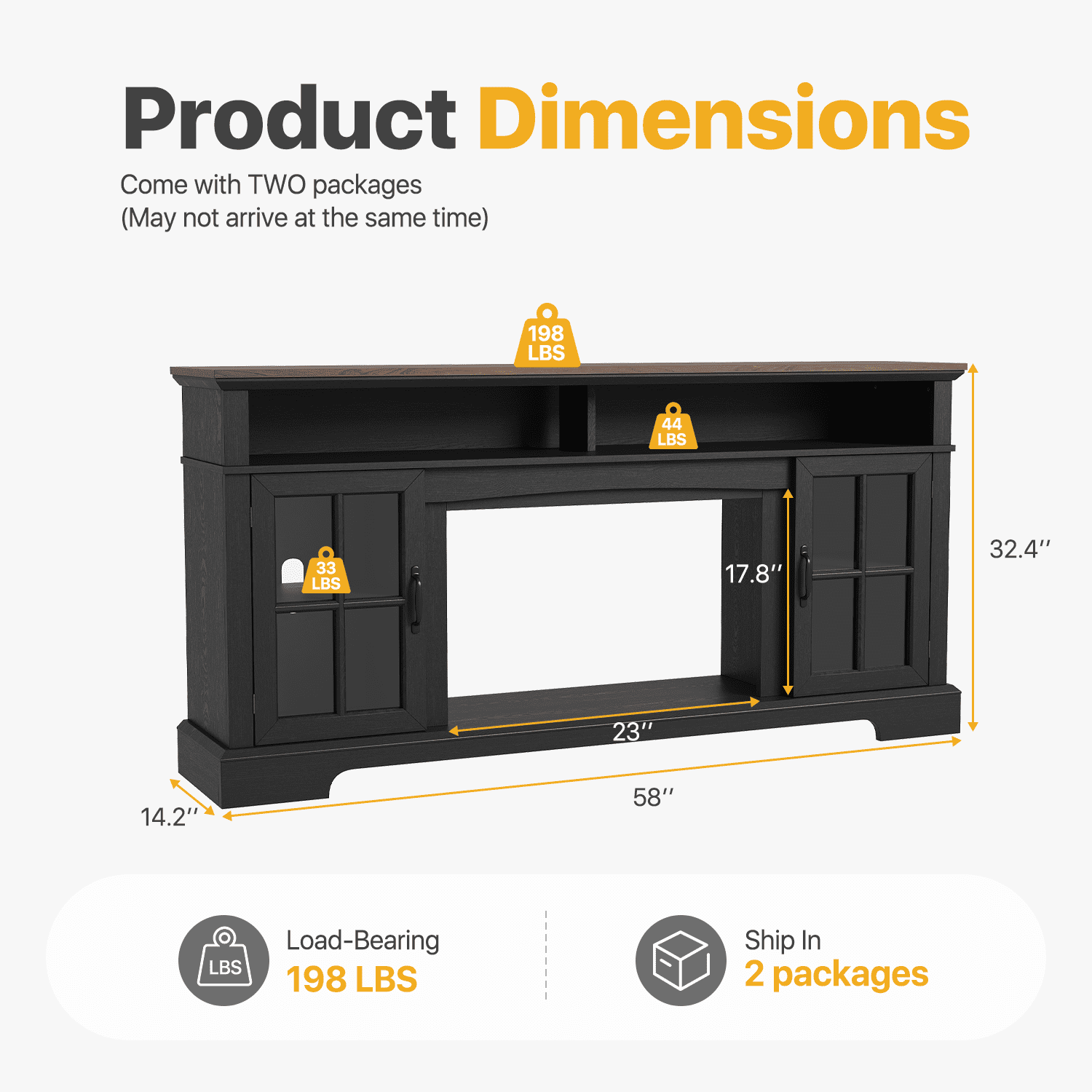 Sonegra Fireplace TV Stand with Glass Door for TVs up to 80", 70" Entertainment Center with Fireplace, Media Console for Living Room, Black