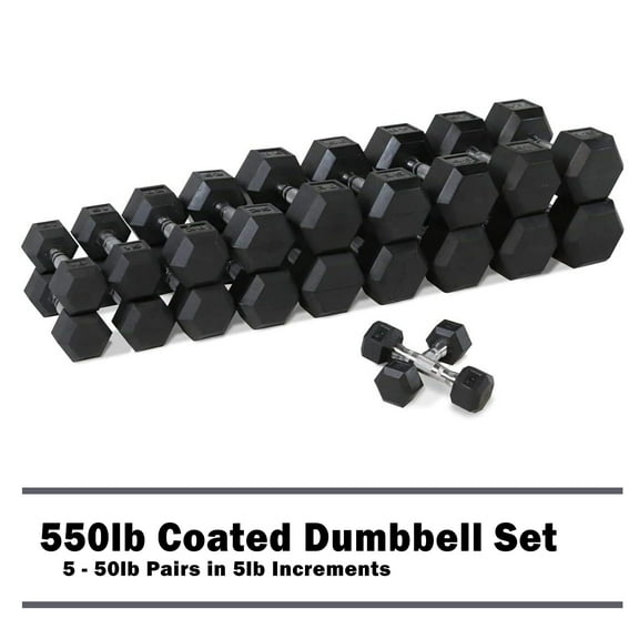 CAP 550lb Rubber Hex Dumbbell Set