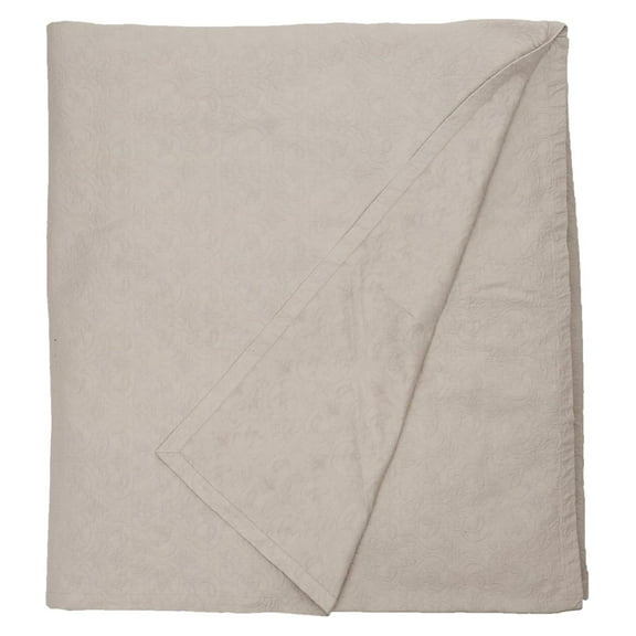 Matelasse Blanket Coverlet, Victorian Pattern, King, Light Grey