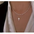 thumbnail image 2 of DOPI Necklace for Women 14K Gold plated Cute Faith Cross Necklace Sideways Diamond Layered Cross Necklace Simple Gold Necklace Jewelry Gifts for Her, 2 of 7