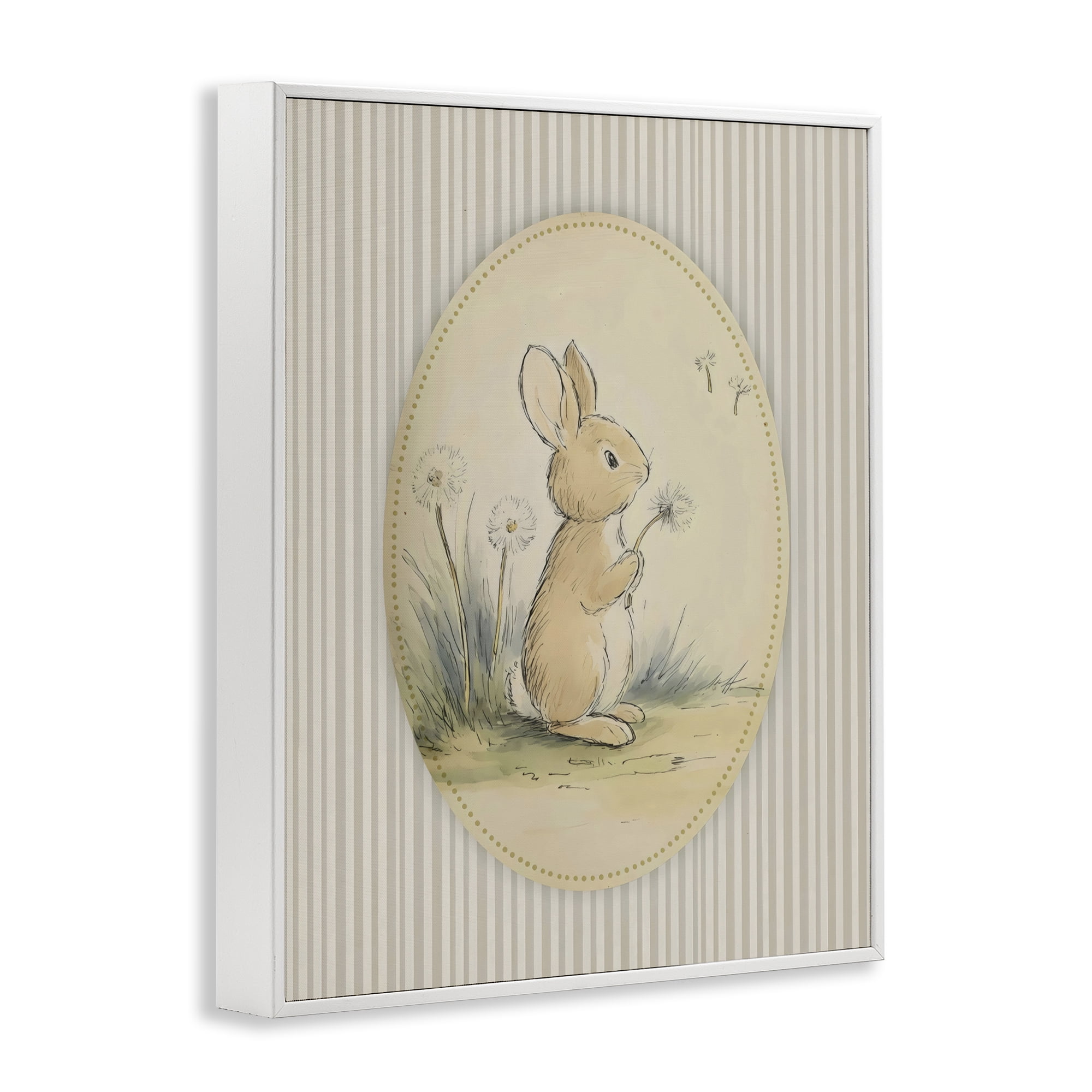 Stupell Industries Baby Bunny in Dandelions White Framed Giclee Art, design by Arlington Prints