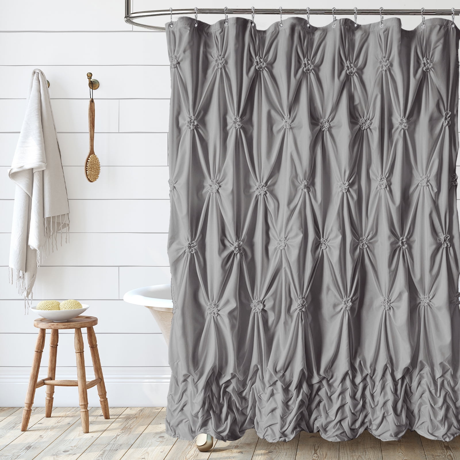 Farmhouse Shower Curtain Grey Fabric Shower Curtain for Bathroom Decor