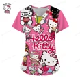 thumbnail image 4 of Uniformes médicos de estilo playero para mujer, Tops de enfermera con estampado de dibujos animados de Hello Kitty, ropa de manga corta para novio y mascota, 4 of 6