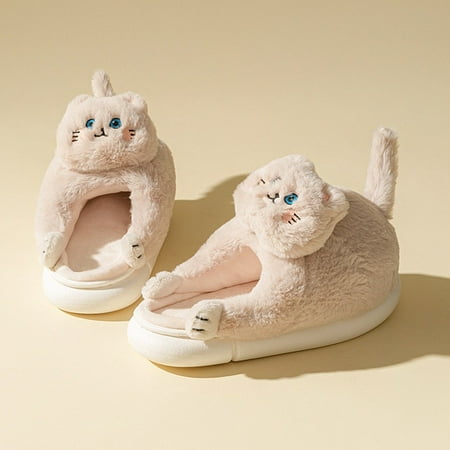 

CoCopeanut Cuddly Hug Tiger Slipper for Women Winter Plush Warm Female Home Fuzzy Shoes Slides Cute Cuddle Cat Woman House Cotton Slippers