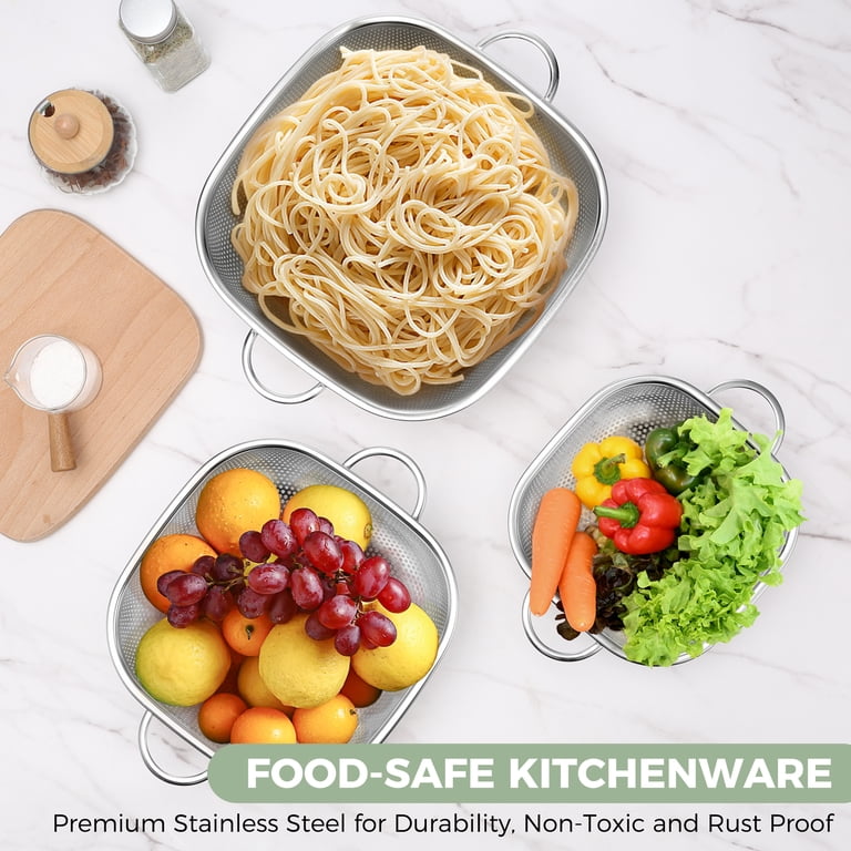 Coliware 3-Piece Square Stainless Steel Colander Set photo 8