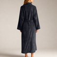 thumbnail image 3 of Women's Solid Color Long Sleeve Plush Bathrobe - Winter Warm Homewear, Black, One Size, 3 of 4
