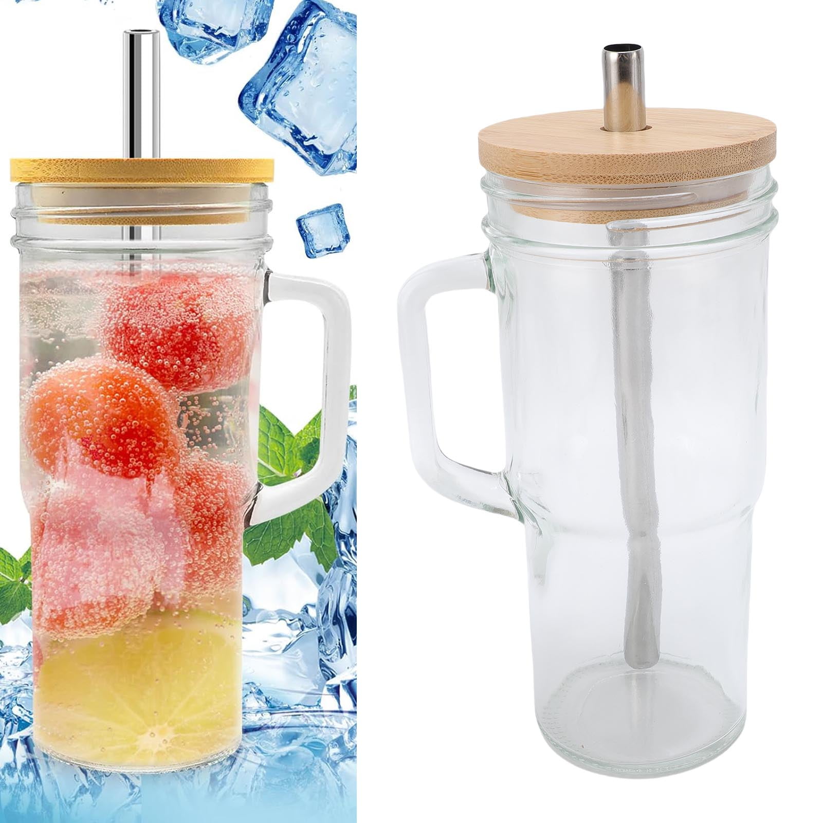 Cold Brew Coffee Maker, Leak Proof 24oz Cold Brew Coffee Maker with Stainless Steel Filter Lids Straw for Iced Coffee