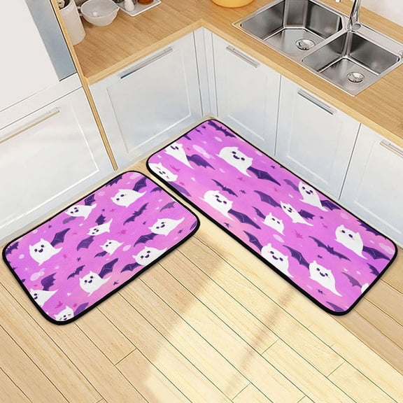 Kitchen Rugs and Mats【2 PCS】Non Skid Cute Bat Pattern Creative Kitchen Mat