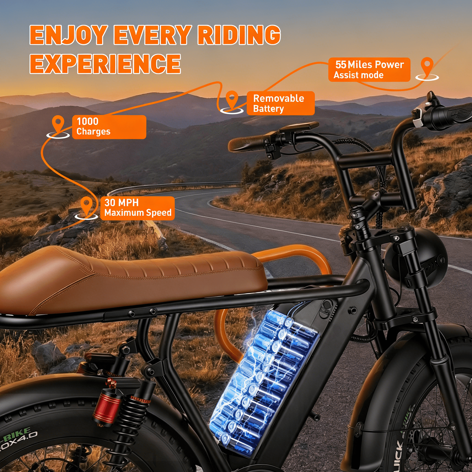 20" Fat Tire Electric Mountain Bike for Adults, 750W Motor 28MPH Electric Bike, Removable 48V 15AH Battery, Dual Suspension & 7-Speed, UL 2849