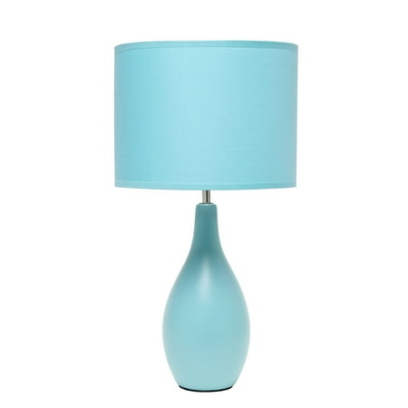 Simple Designs 18.11 Traditional Oblong Ceramic Table Lamp - Blue