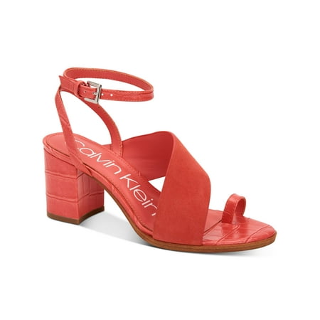 UPC 194060406626 product image for CALVIN KLEIN Womens Coral Crocodile Toe Loop Adjustable Strapy Ankle Strap Padde | upcitemdb.com