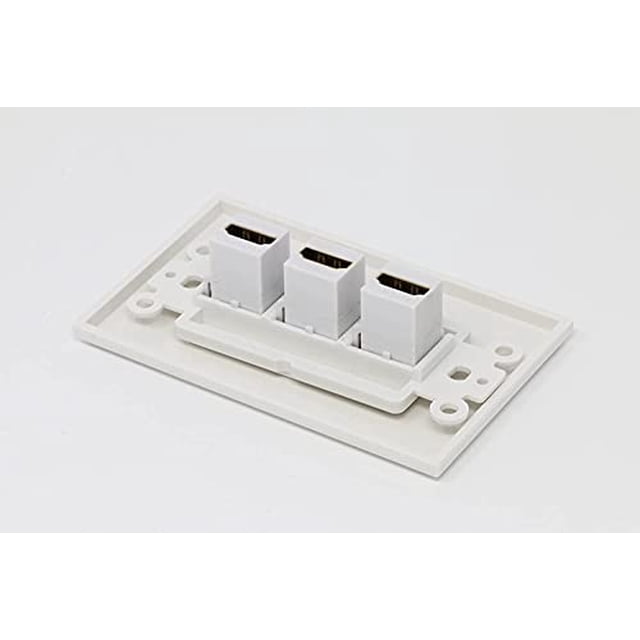 RiteAV - Placa de pared decorativa HDMI 2.0 de 3 puertos (blanco)