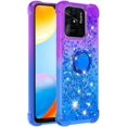 thumbnail image 3 of Cute Clear Case for Xiaomi Redmi 10C with Ring Kickstand, Bling Gradient Quicksand Glitter Flowing Liquid Floating Case Cover for Xiaomi Redmi 10C JB Purple Navy, 3 of 14